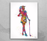 Female Golfer Watercolor Print Golf Player Female Woman Mom Girls Golf Playing Decor Wall Art Sports Golf Art Girls Room Wall Hanging-1759