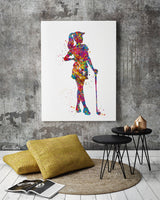 Female Golfer Watercolor Print Golf Player Female Woman Mom Girls Golf Playing Decor Wall Art Sports Golf Art Girls Room Wall Hanging-1759