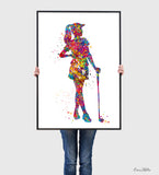 Female Golfer Watercolor Print Golf Player Female Woman Mom Girls Golf Playing Decor Wall Art Sports Golf Art Girls Room Wall Hanging-1759