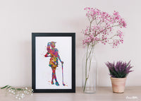 Female Golfer Watercolor Print Golf Player Female Woman Mom Girls Golf Playing Decor Wall Art Sports Golf Art Girls Room Wall Hanging-1759