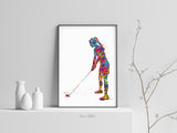 Female Golfer Watercolor Print Golf Player Female Woman Mom Girls Golf Playing Decor Wall Art Sports Golfer Girl Art Gift Wall Hanging-1831