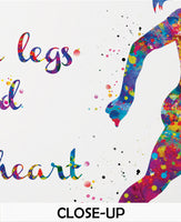 Female Runner Watercolor Print Runner Woman Girl When your legs get tired run with your heart Quote poster sport running Gift Runners-1870