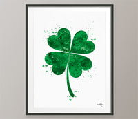 Four Leaf Clover Watercolor Print Wall Art Office Decor Saint Patricks Day Irish Symbol Housewarming Gift Home Decor Shamrock Wall Decor-443