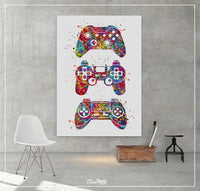 Gamers Art Watercolor Print Joystick Nursery Game Room Decor Wall Art for Kids Boys Girls Teen Game Controller Gaming Gamer Video Game-567