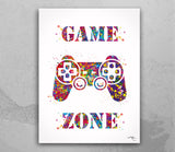Game Zone Gamers Art Watercolor Print Joystick Game Room Decor Wall Art for Kids Boys Teens Game Controller Gaming Gamer Video Game-1816