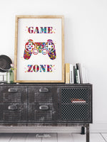 Game Zone Gamers Art Watercolor Print Joystick Game Room Decor Wall Art for Kids Boys Teens Game Controller Gaming Gamer Video Game-1816