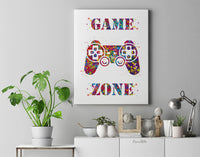 Game Zone Gamers Art Watercolor Print Joystick Game Room Decor Wall Art for Kids Boys Teens Game Controller Gaming Gamer Video Game-1816
