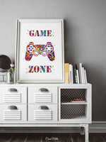 Game Zone Gamers Art Watercolor Print Joystick Game Room Decor Wall Art for Kids Boys Teens Game Controller Gaming Gamer Video Game-1816