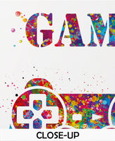 Game Zone Gamers Art Watercolor Print Joystick Game Room Decor Wall Art for Kids Boys Teens Game Controller Gaming Gamer Video Game-1816