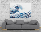 The Great Wave Off Kanagawa Big Wave Navy Blue Watercolor Print Housewarming Gift Ocean Sea Themed Wall Art Poster Wall Hanging Nautical-104