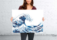 The Great Wave Off Kanagawa Big Wave Navy Blue Watercolor Print Housewarming Gift Ocean Sea Themed Wall Art Poster Wall Hanging Nautical-104