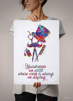 Hairdresser Barber Watercolor Print Hair Salon Decor Wall Art Hairstylist Gift Man Beauty Salon Decor Hairdressing Art Barber Wall Art-1786