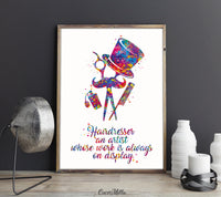 Hairdresser Barber Watercolor Print Hair Salon Decor Wall Art Hairstylist Gift Man Beauty Salon Decor Hairdressing Art Barber Wall Art-1786