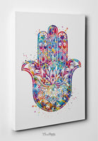 Hamsa Hand Kabbalah Hand Art Watercolor Print Wedding Wall Art Protection Protective Fatima Hand Positive Housewarming Gift Wall Hanging-65