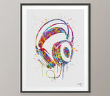 Headphone Watercolor Print Music Art Wall Art Earphones Poster Room Decor Gift DJ Gift Teen Room Bedroom Musical Decor Art Music Studio-135