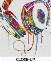 Headphone Watercolor Print Music Art Wall Art Earphones Poster Room Decor Gift DJ Gift Teen Room Bedroom Musical Decor Art Music Studio-135