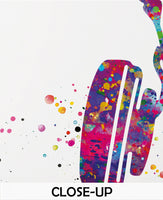 Headphone Watercolor Print Music Art Wall Art Earphones Poster Room Decor Gift DJ Gift Teen Room Bedroom Musical Decor Art Music Studio-1814