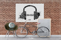Headphone Watercolor Print Music Art Wall Art Earphones Poster Room Decor DJ Gift Teen Room Black White Gothic Decor Art Music Studio-101
