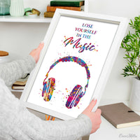 Headphone Watercolor Print Music Lose Yourself Quote Wall Art Earphones Poster Gift DJ Gift Teen Room Bedroom Musical Music Studio Art-1815