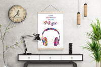 Headphone Watercolor Print Music Lose Yourself Quote Wall Art Earphones Poster Gift DJ Gift Teen Room Bedroom Musical Music Studio Art-1815