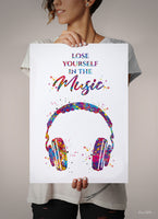 Headphone Watercolor Print Music Lose Yourself Quote Wall Art Earphones Poster Gift DJ Gift Teen Room Bedroom Musical Music Studio Art-1815