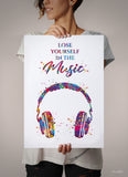 Headphone Watercolor Print Music Lose Yourself Quote Wall Art Earphones Poster Gift DJ Gift Teen Room Bedroom Musical Music Studio Art-1815