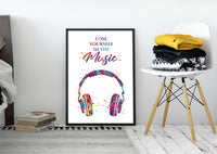 Headphone Watercolor Print Music Lose Yourself Quote Wall Art Earphones Poster Gift DJ Gift Teen Room Bedroom Musical Music Studio Art-1815