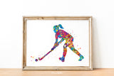 Field Hockey Girl Watercolor Print Hockey Player Girl Gift Art Wall Decor Female Woman Hockey Art Run with your heart Girl Wall Art-1865