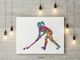 Field Hockey Girl Watercolor Print Hockey Player Girl Gift Art Wall Decor Female Woman Hockey Art Run with your heart Girl Wall Art-1865