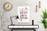 There's No Place Like Home Quote Watercolor Print Motivational Inspiratonal Housewarming New Home Wedding Family Living Room Wall Art-1886