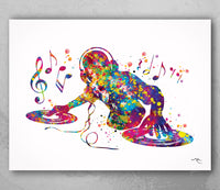 DJ Watercolor Print Headphone Music Art Wall Art Poster Room Decor Gift DJ Gift Teen Room Bedroom Party Musical Decor Art Music Studio-1817