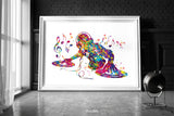 DJ Watercolor Print Headphone Music Art Wall Art Poster Room Decor Gift DJ Gift Teen Room Bedroom Party Musical Decor Art Music Studio-1817