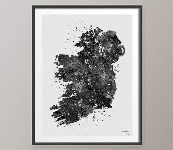 Ireland Watercolor Map Black White Housewarming Gift Art Print Wedding Gift Poster irish all Art Home Decor Wall Hanging Office Decor-548