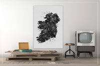 Ireland Watercolor Map Black White Housewarming Gift Art Print Wedding Gift Poster irish all Art Home Decor Wall Hanging Office Decor-548