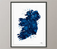 Ireland Watercolor Map illustrations Art Print Navy Blue Wall Wedding Gift Poster irish map Wall Decor Art Home Decor Housewarming Gift-105