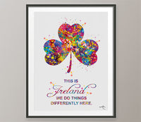 Ireland Shamrock Quote Watercolor Print Wall Art Office Decor Wedding Gift Poster Irish Map Quote Wall Decor Art Home Decor Wall Hanging-544