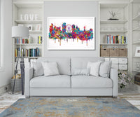 Manchester Skyline England Watercolor Print Great Britain Art Poster Wall Art Housewarming Gift Travel Wall Decor Home Wall Hanging-1741