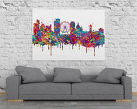 Manchester Skyline England Watercolor Print Great Britain Art Poster Wall Art Housewarming Gift Travel Wall Decor Home Wall Hanging-1741
