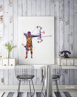Archer Man Watercolor Print Archery Male Father's Gift Compound Bow Arrow Bowhunting Wall Art Boy Sports Wall Hanging Anniversary Gift-1830