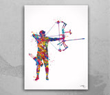 Archer Man Watercolor Print Archery Male Father's Gift Compound Bow Arrow Bowhunting Wall Art Boy Sports Wall Hanging Anniversary Gift-1830