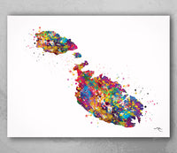 Malta Map Watercolor Print Map of Malta Country Decor Wanderlust Wall Art Housewarming Gift Malta Poster Office Wall Decor Wall Hanging-1761