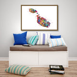 Malta Map Watercolor Print Map of Malta Country Decor Wanderlust Wall Art Housewarming Gift Malta Poster Office Wall Decor Wall Hanging-1761