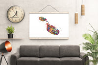 Malta Map Watercolor Print Map of Malta Country Decor Wanderlust Wall Art Housewarming Gift Malta Poster Office Wall Decor Wall Hanging-1761