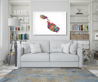 Malta Map Watercolor Print Map of Malta Country Decor Wanderlust Wall Art Housewarming Gift Malta Poster Office Wall Decor Wall Hanging-1761