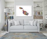 Malta Map Watercolor Print Map of Malta Country Decor Wanderlust Wall Art Housewarming Gift Malta Poster Office Wall Decor Wall Hanging-1761