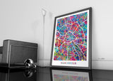 Manchester Map Watercolor Print Wall Art Manchester City Road Street Map Manchester Decor Wall Hanging Map of Manchester Travel Gift-1740