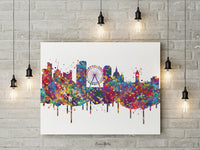 Manchester Skyline England Watercolor Print Great Britain Art Poster Wall Art Housewarming Gift Travel Wall Decor Home Wall Hanging-1741