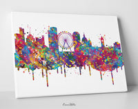 Manchester Skyline England Watercolor Print Great Britain Art Poster Wall Art Housewarming Gift Travel Wall Decor Home Wall Hanging-1741