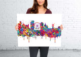 Manchester Skyline England Watercolor Print Great Britain Art Poster Wall Art Housewarming Gift Travel Wall Decor Home Wall Hanging-1741