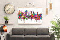 Manchester Skyline England Watercolor Print Great Britain Art Poster Wall Art Housewarming Gift Travel Wall Decor Home Wall Hanging-1741